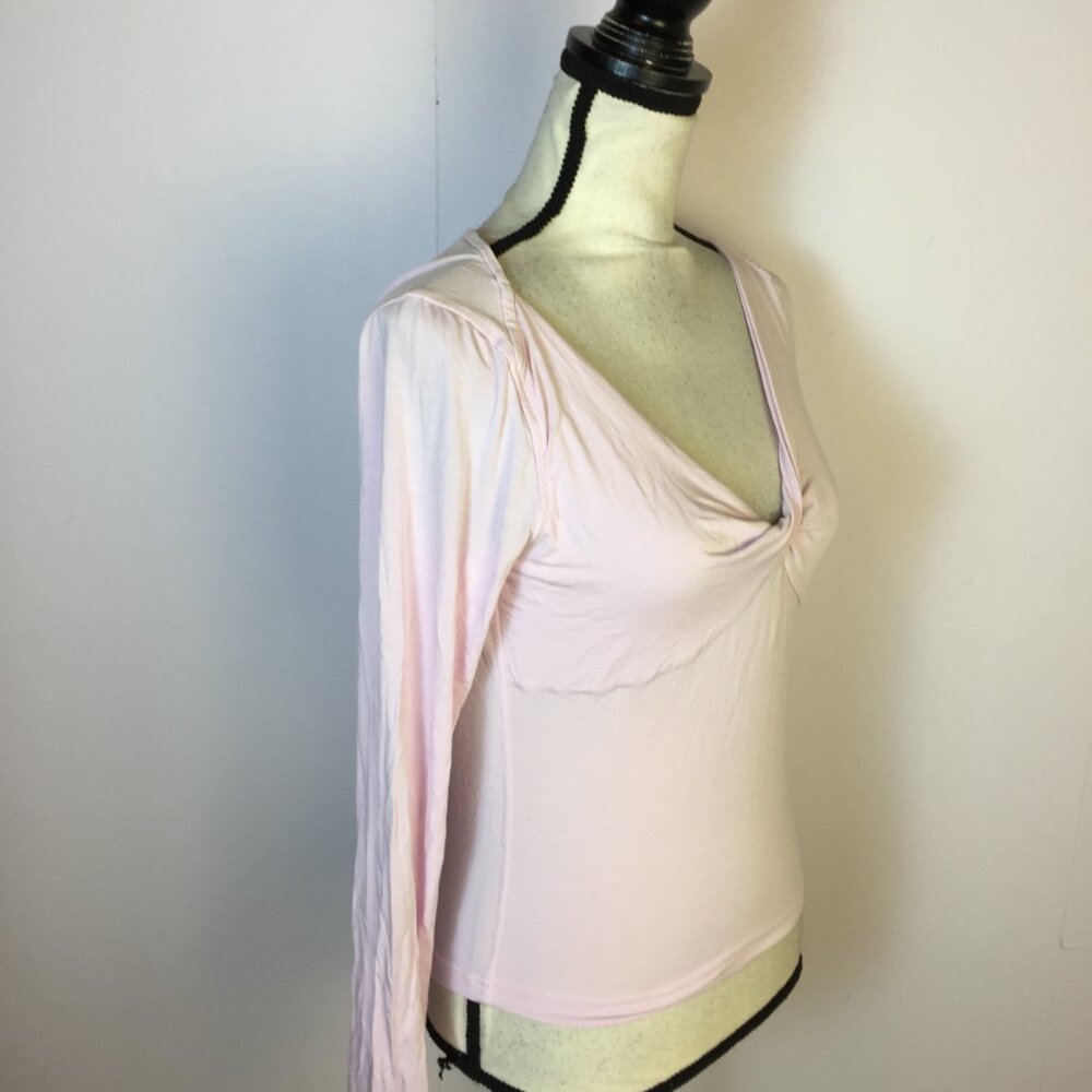 Lululemon Shirt Top Sz M Woman Pink Modal Silk Blend V-Neck Long Sleeve Athletic - Picture 7 of 14